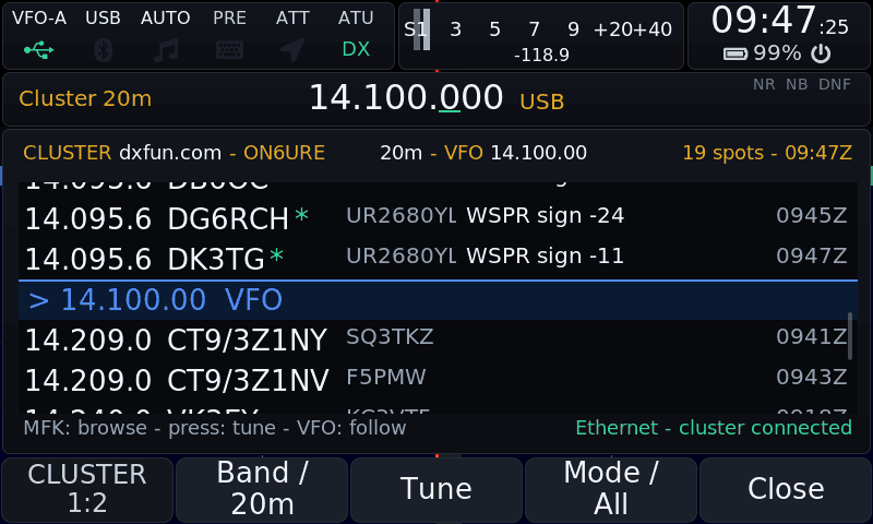 The DX cluster app