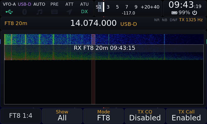 FT8 decoding on the radio
